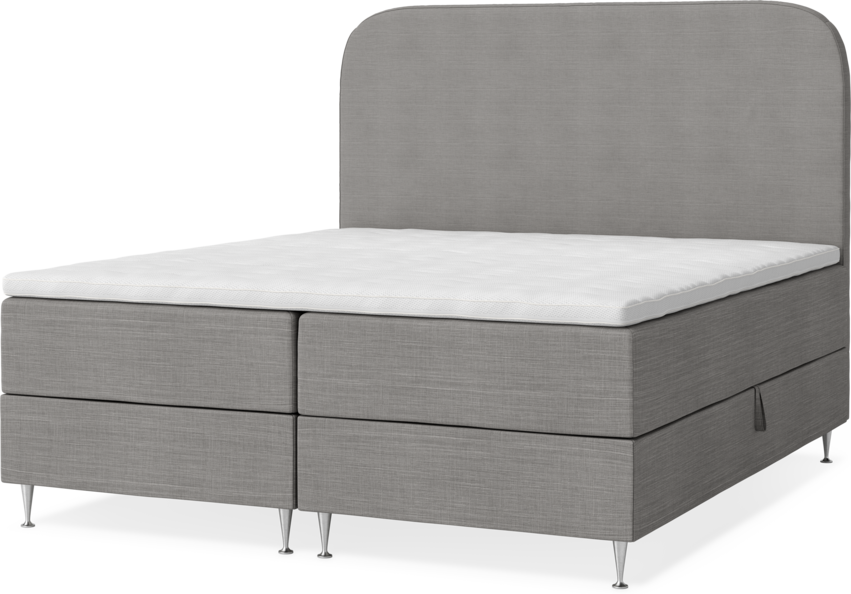 New York - Förvaringssäng, dubbelsäng med bäddmadrass, sängben och sänggavel slät - Grå