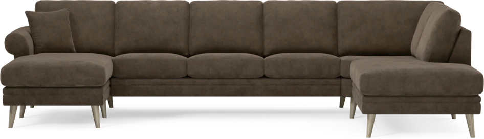 Eden - 3-sits soffa med schäslong vänster och divan höger - Brun