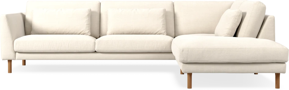 Willow - 3-sits soffa med divan höger, fast klädsel - Vit