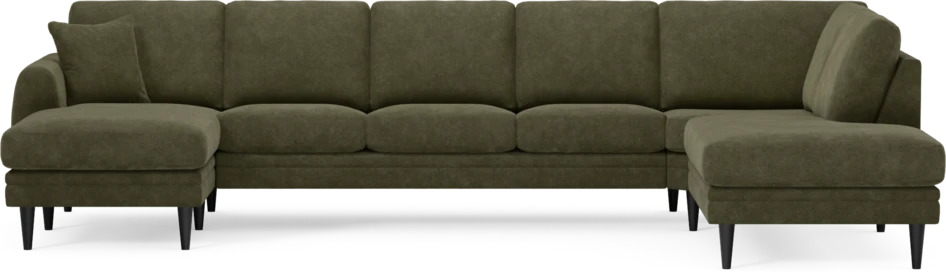 Eden - 3-sits soffa med schäslong vänster och divan höger - Grön