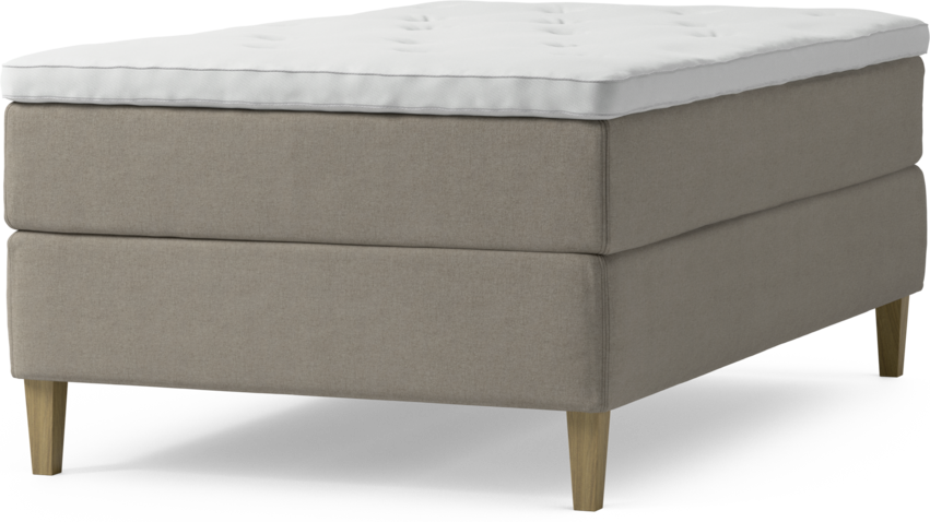 Delux Exclusive - Kontinentalsäng, enkelsäng 120 cm med bäddmadrass och sängben - Beige
