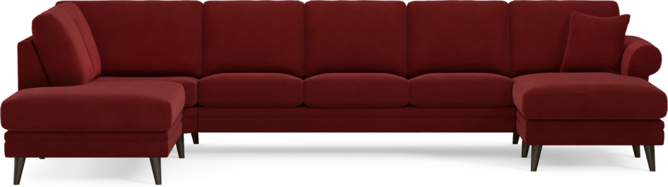 Eden - 3-sits soffa med divan vänster och schäslong höger - Röd
