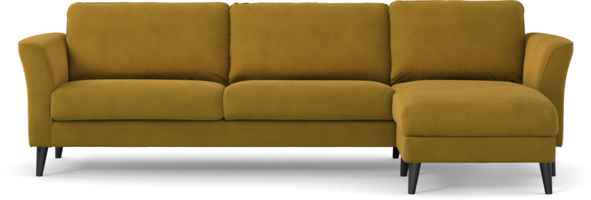 Bridge - 3-sits soffa med schäslong höger - Gul