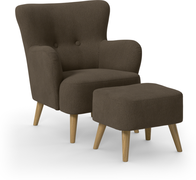 Timmy - Fåtölj med fotpall - Brun