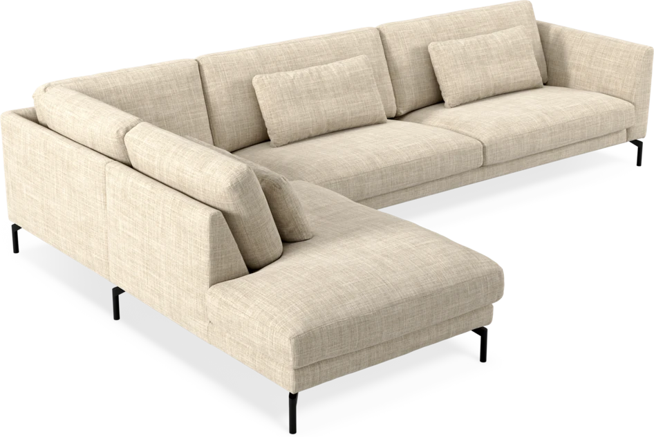 Willow - 4-sits soffa med divan vänster, fast klädsel - Beige
