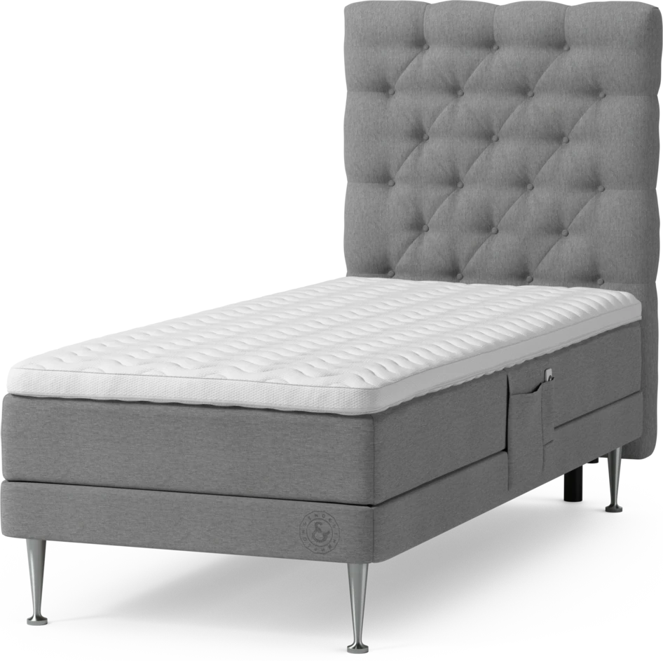 Särö Comfort - Ställbar säng, enkelsäng med bäddmadrass, sängben och Pikerad sänggavel