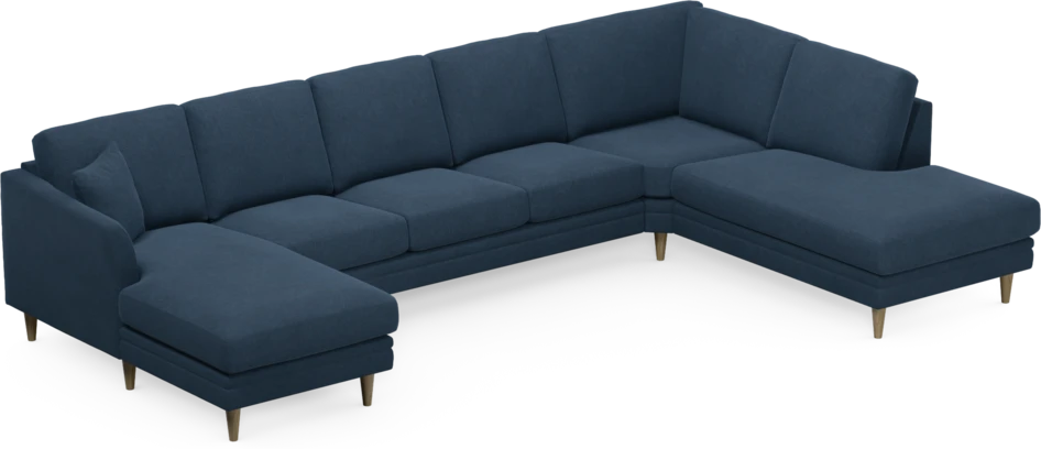 Eden - 3-sits soffa med schäslong vänster och divan höger - Blå