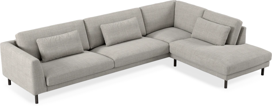 Willow - 4-sits soffa med divan höger, fast klädsel - Grå