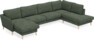 Bridge - 3-sits soffa med schäslong vänster och divan höger - Grön