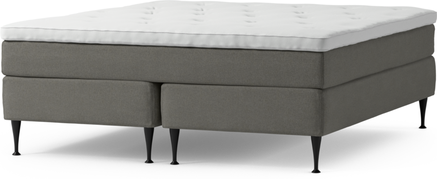 Delux Sense - Kontinentalsäng, dubbelsäng med bäddmadrass och sängben - Grå