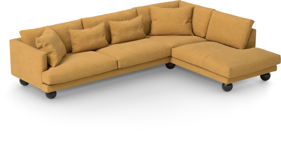 Harper - 3-sits soffa med divan höger - Gul