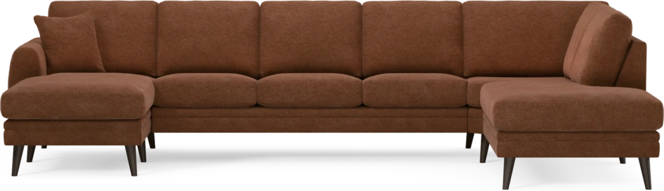 Eden - 3-sits soffa med schäslong vänster och divan höger - Orange