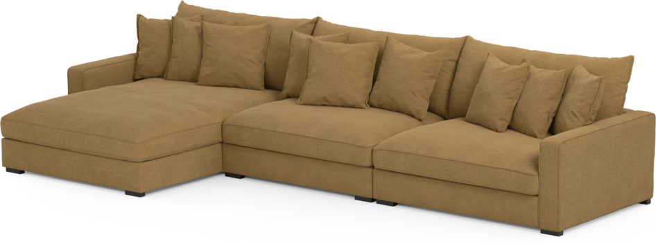 Rossi - 4-sits soffa med schäslong XL vänster - Gul