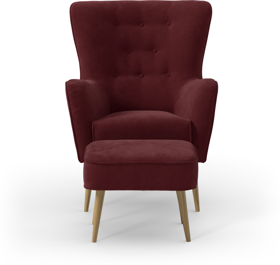 Cordelia - Fåtölj med fotpall - Rosa