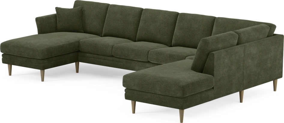Eden - 3-sits soffa med schäslong vänster och divan höger - Grön