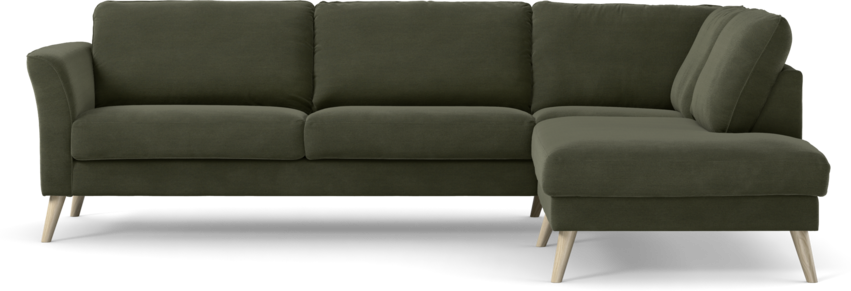 Bridge - 3-sits soffa med divan höger - Grön