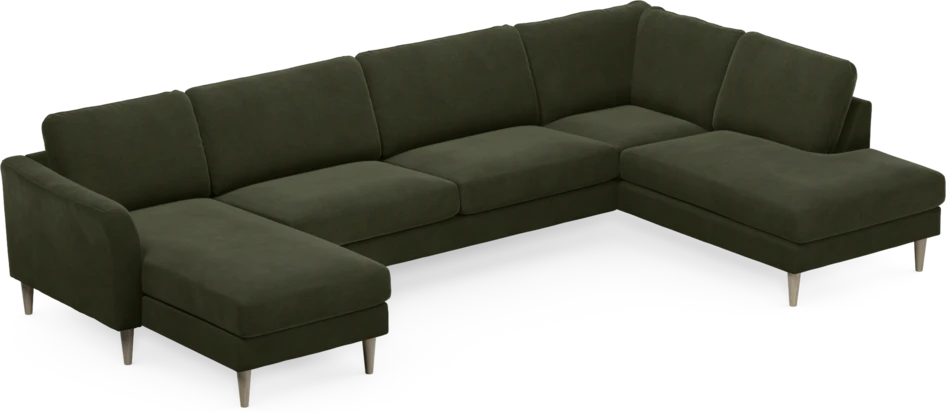 Bridge - 3-sits soffa med schäslong vänster och divan höger - Grön