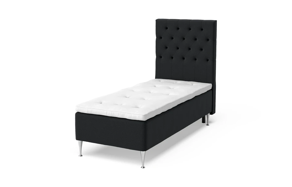 Dream Delux - Ramsäng, enkelsäng med bäddmadrass Sleep Delux vit - Svart
