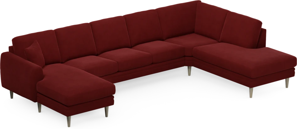 Eden - 3-sits soffa med schäslong vänster och divan höger - Röd