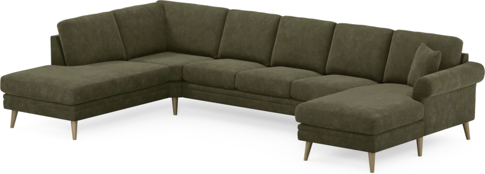 Eden - 3-sits soffa med divan vänster och schäslong höger - Grön