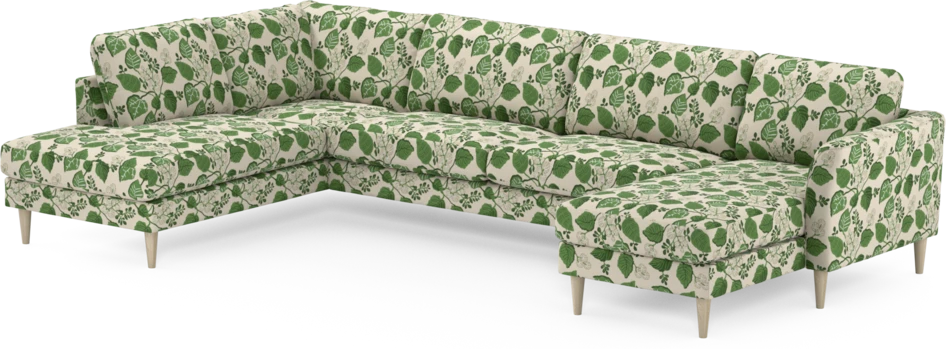 Bridge - 3-sits soffa med divan vänster och schäslong höger - Grön