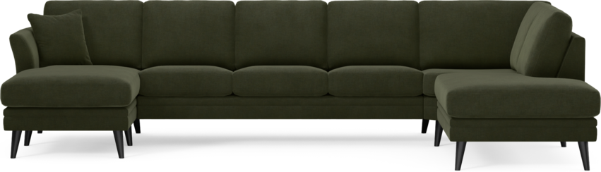 Eden - 3-sits soffa med schäslong vänster och divan höger - Grön