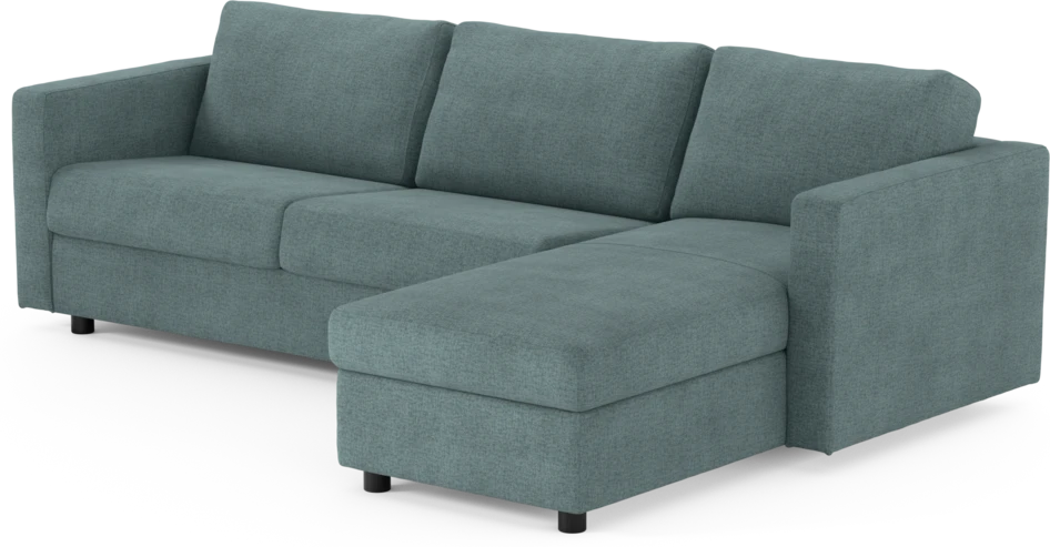 Lindö - Bäddsoffa 2,5-sits med schäslong, vändbar - Blå