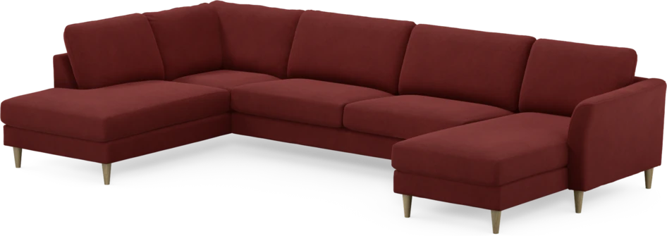 Bridge - 3-sits soffa med divan vänster och schäslong höger - Röd