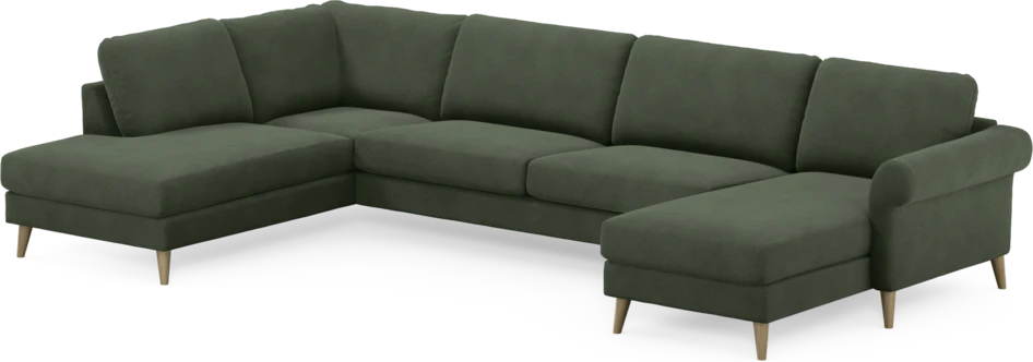 Bridge - 3-sits soffa med divan vänster och schäslong höger - Grön
