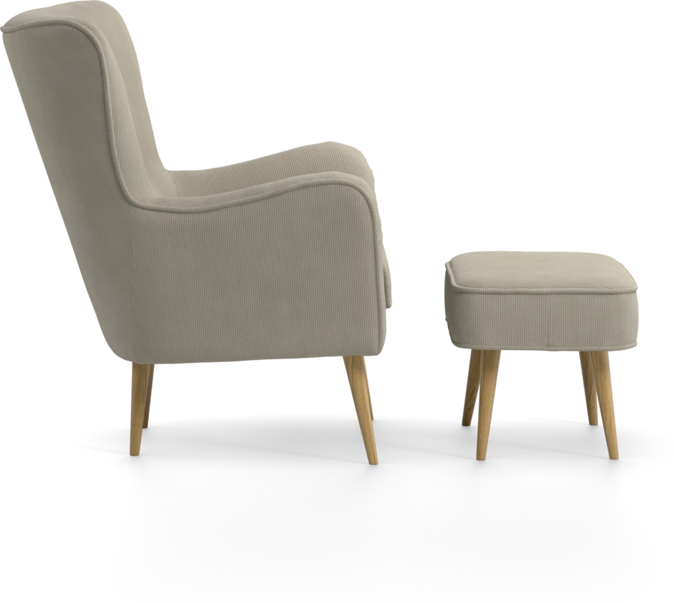 Cordelia - Fåtölj med fotpall - Beige