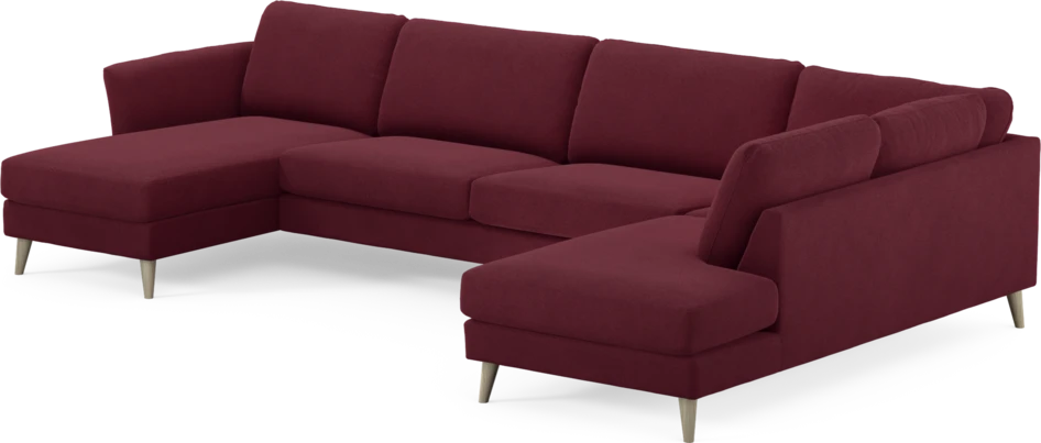 Bridge - 3-sits soffa med schäslong vänster och divan höger - Röd