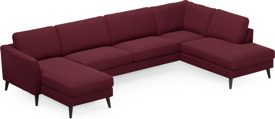 Bridge - 3-sits soffa med schäslong vänster och divan höger - Röd
