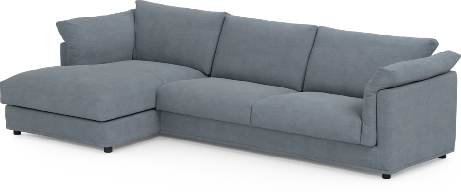Cherrie - 3-sits soffa med schäslong vänster, med kappa - Blå
