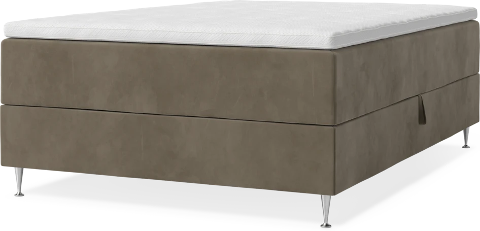 New York - Förvaringssäng, enkelsäng med bäddmadrass och sängben - Brun