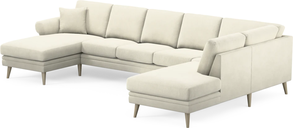 Eden - 3-sits soffa med schäslong vänster och divan höger - Vit