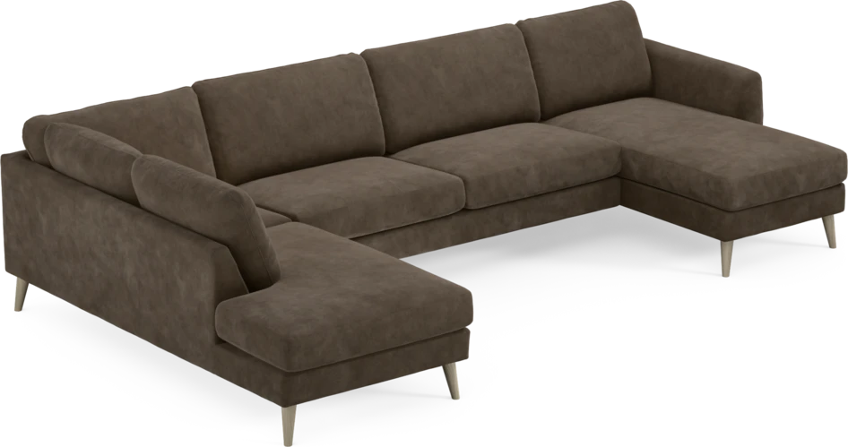 Bridge - 3-sits soffa med divan vänster och schäslong höger - Brun