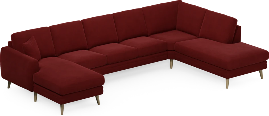 Eden - 3-sits soffa med schäslong vänster och divan höger - Röd