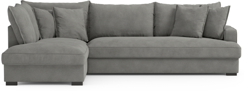 Mila - 3-sits soffa med divan vänster, hel dyna - Grå