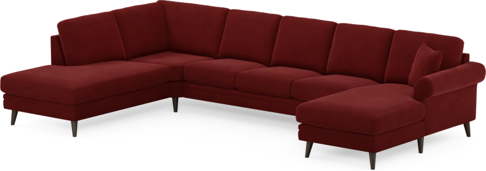 Eden - 3-sits soffa med divan vänster och schäslong höger - Röd