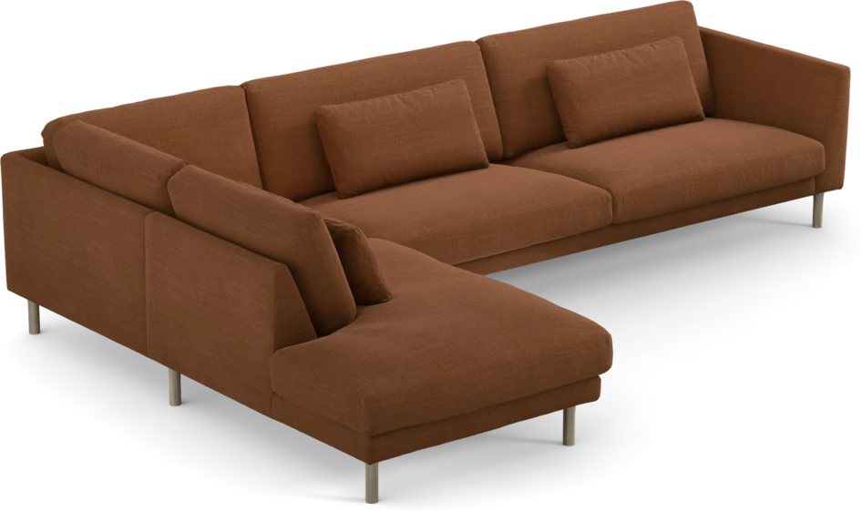 Willow - 4-sits soffa med divan vänster, fast klädsel - Orange