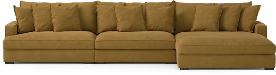 Rossi - 4-sits soffa med schäslong XL höger - Gul