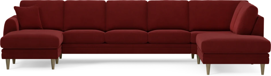 Eden - 3-sits soffa med schäslong vänster och divan höger - Röd
