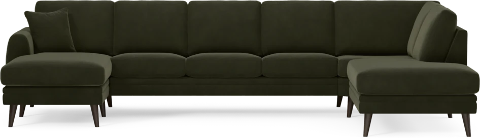Eden - 3-sits soffa med schäslong vänster och divan höger - Grön