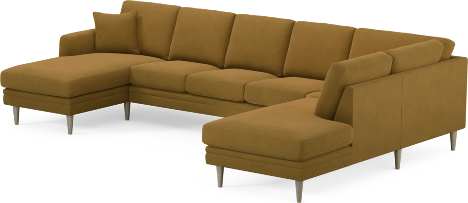 Eden - 3-sits soffa med schäslong vänster och divan höger - Gul
