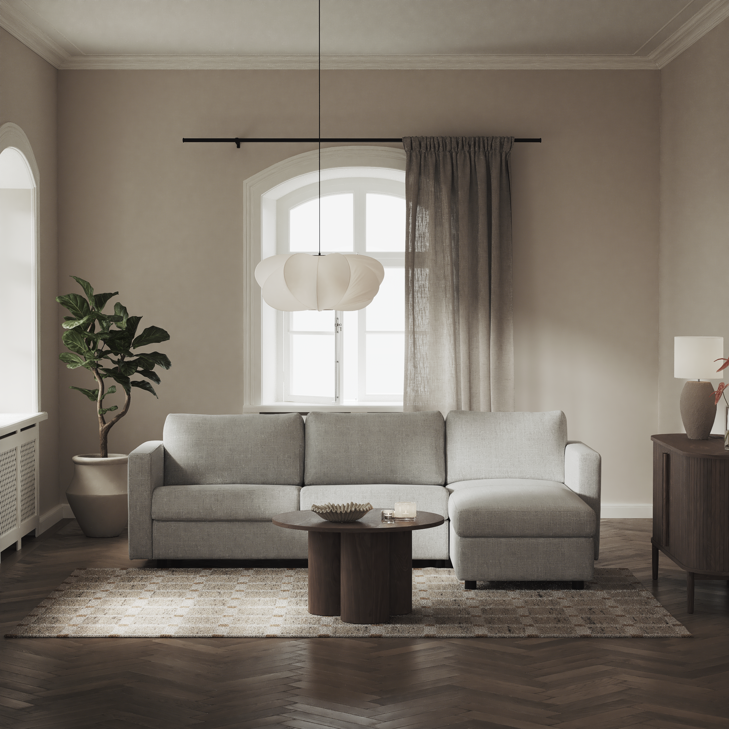 Lindö - Bäddsoffa 2,5-sits med schäslong, vändbar - inspiration