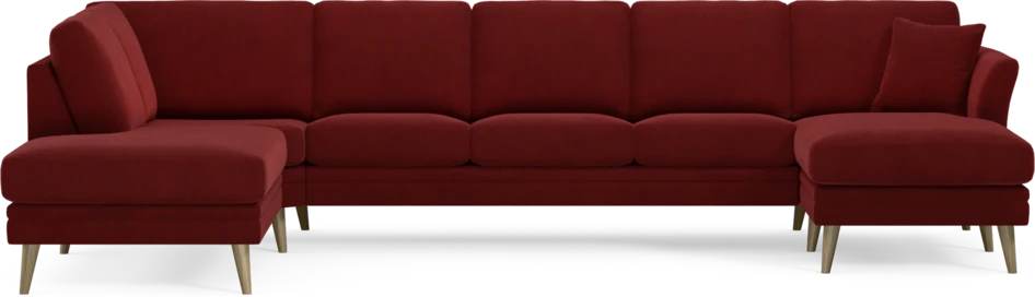 Eden - 3-sits soffa med divan vänster och schäslong höger - Röd