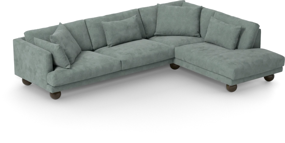 Harper - 3-sits soffa med divan höger - Blå