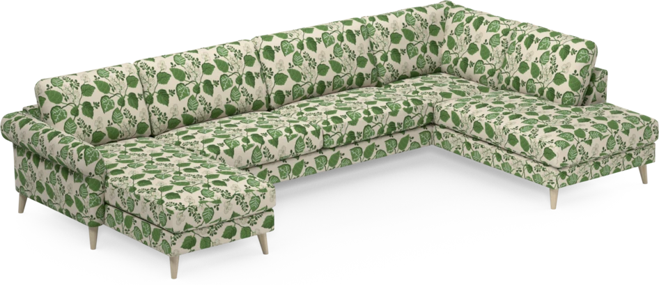 Bridge - 3-sits soffa med schäslong vänster och divan höger - Grön