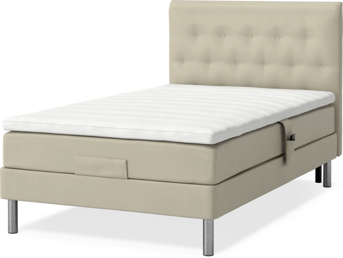 Roma Family, Ställbar säng, enkelsäng med bäddmadrass och sänggavel låg pikerad, B 90-120