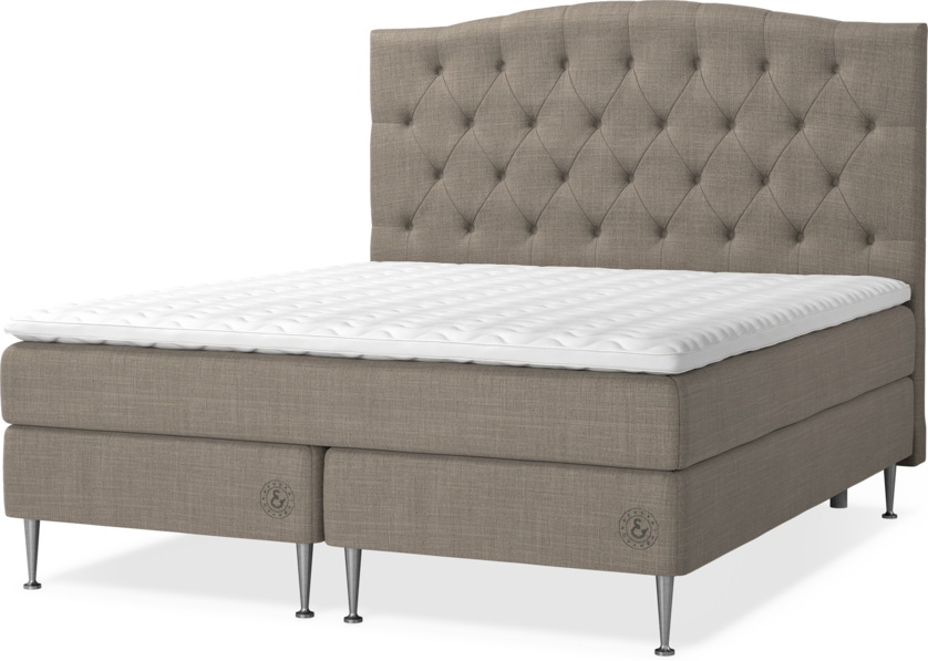 Asperö Comfort - Kontinentalsäng, 180 cm dubbelsäng med bäddmadrass och sänggavel välvd - Brun